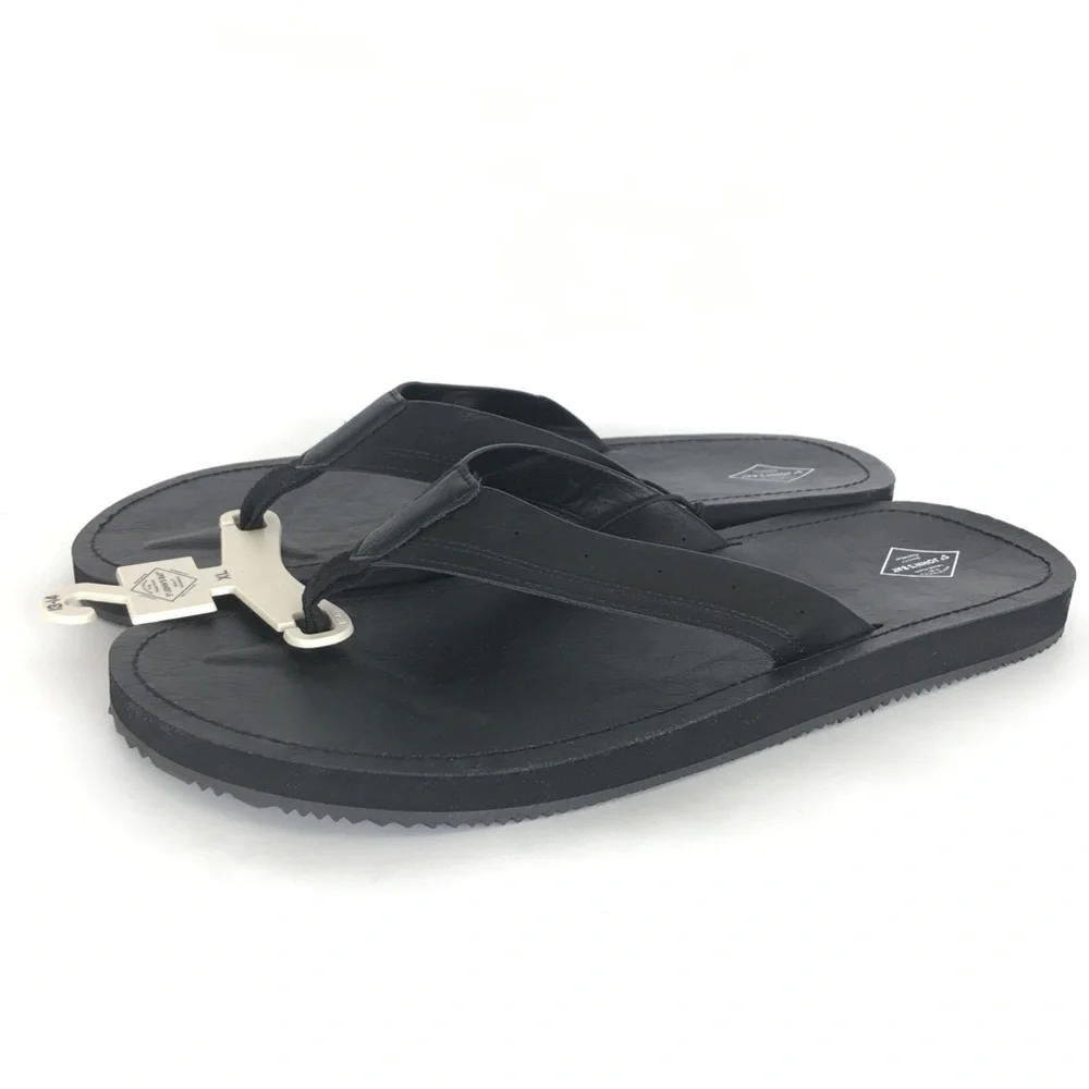 St. John’s Bay Flip-Flop Sandals Black NEW Size XL 13-14 NWT Faux Leather